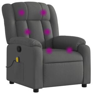 vidaXL Fauteuil inclinable de massage gris fonc&eacute; tissu