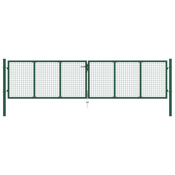 vidaXL Portail de jardin en acier grillag&eacute; 400 x 100 cm vert