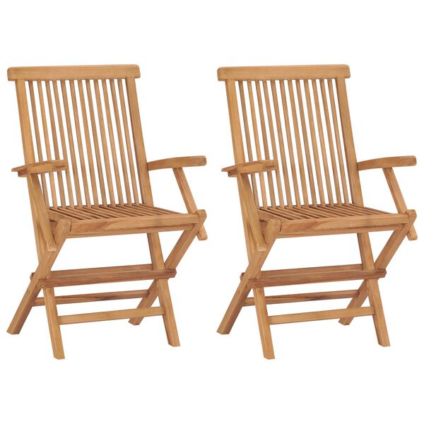 vidaXL Chaises de jardin avec coussins noir lot de 2 Bois teck massif