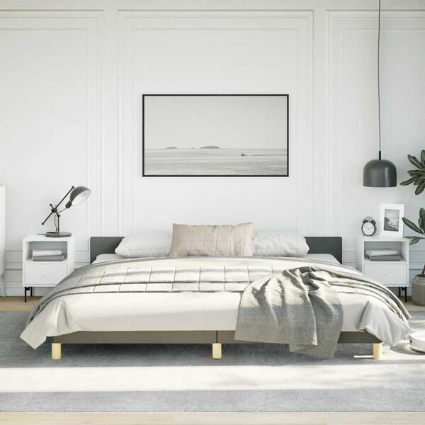 vidaXL Cadre de lit sans matelas gris foncé tissu