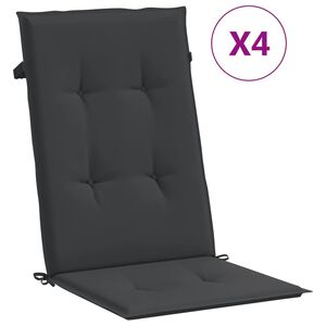 vidaXL Coussins de chaise de jardin &agrave; dossier haut lot de 4 noir tissu