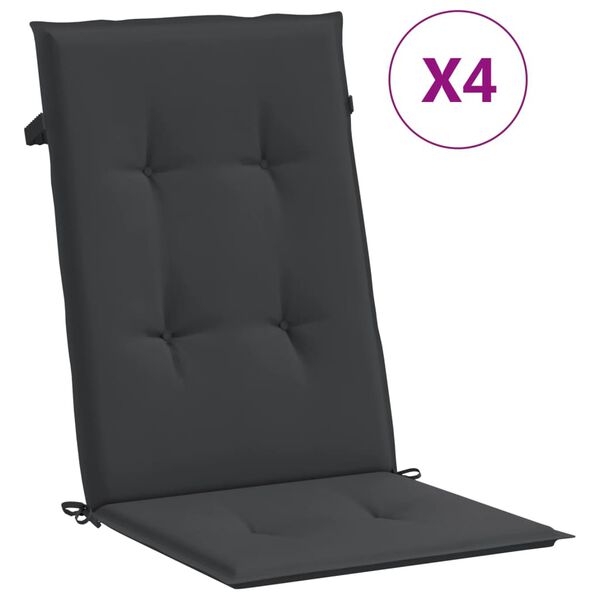 vidaXL Coussins de chaise de jardin &agrave; dossier haut lot de 4 noir tissu