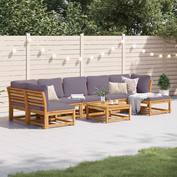 vidaXL Salon de jardin avec coussins 8 pcs bois massif d'acacia