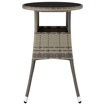 vidaXL Table de jardin Ø60x75 cm Verre trempé/résine tressée Gris