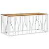 vidaXL Table basse argenté acier inoxydable et bois massif d'acacia