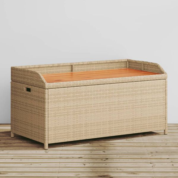 vidaXL Banc de rangement mélange beige résine tressée et bois d'acacia