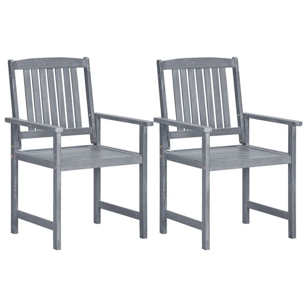 vidaXL Chaises de jardin lot de 2 Gris Bois solide d'acacia