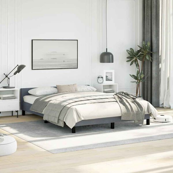 vidaXL Cadre de lit sans matelas gris fonc&eacute; velours