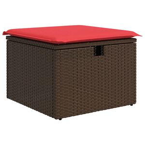 vidaXL Tabouret de jardin avec coussin Marron 55x55x37 cm R&eacute;sine tress&eacute;e