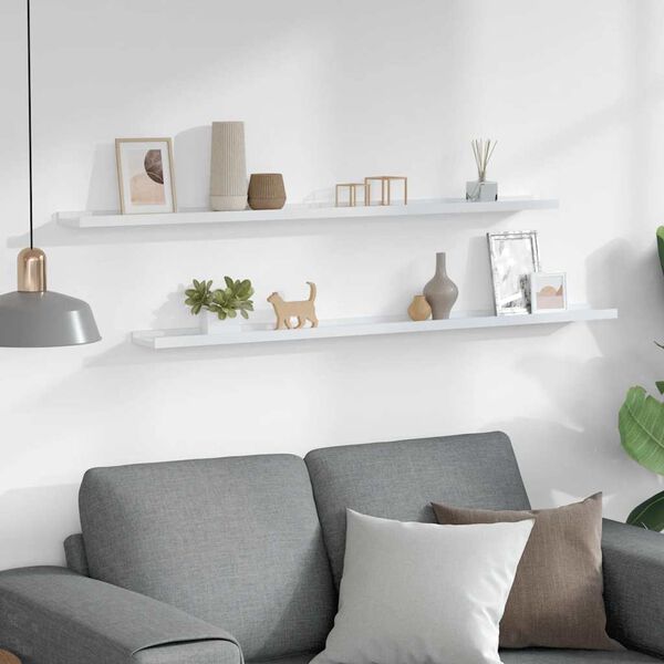 vidaXL &Eacute;tag&egrave;res murales 2 pcs Blanc 115x9x3 cm