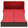 vidaXL Chaise longue double avec auvent et coussins marron poly rotin