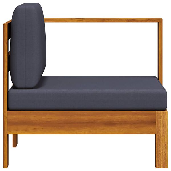 vidaXL Canap&eacute; central avec 1 accoudoir Gris fonc&eacute; Acacia solide