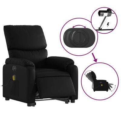 vidaXL Fauteuil inclinable de massage électrique noir similicuir