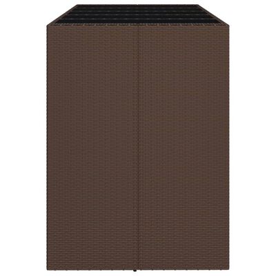 vidaXL Table de bar et dessus en verre marron 185x80x110 cm poly rotin