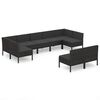 vidaXL Salon de jardin 9 pcs avec coussins R&eacute;sine tress&eacute;e Noir