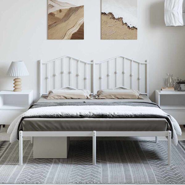 vidaXL Cadre de lit métal sans matelas et tête de lit blanc 135x190 cm