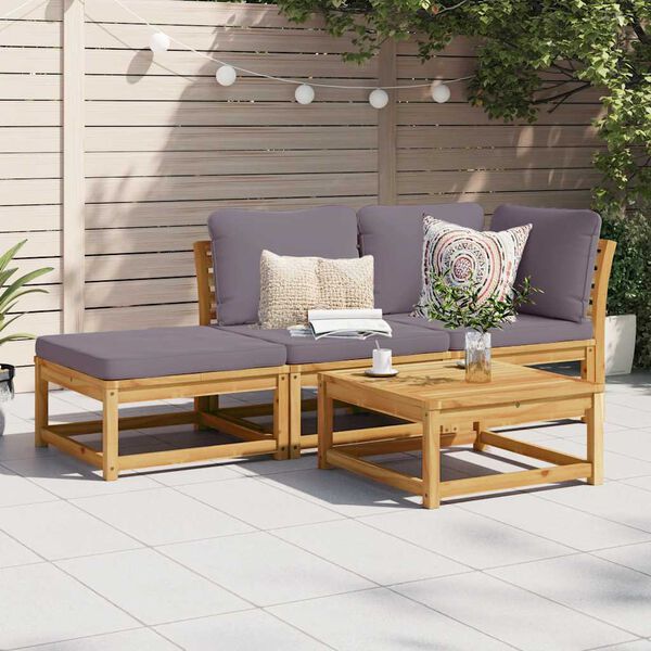 vidaXL Salon de jardin 3 pcs avec coussins bois massif d'acacia