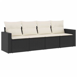 vidaXL Salon de jardin 4 pcs avec coussins noir r&eacute;sine tress&eacute;e