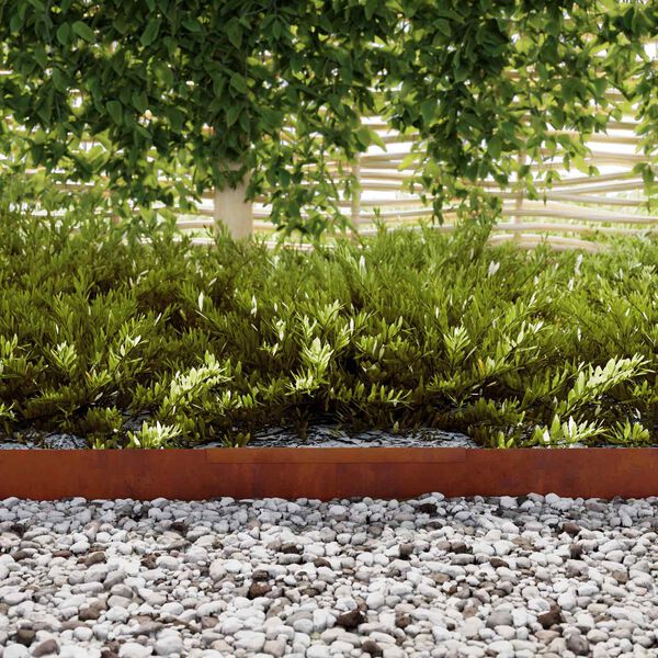 vidaXL Bordure de Pelouse 4 pcs Rouill&eacute; 450 x 0,05 x 15 cm