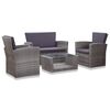 vidaXL Salon de jardin 4 pcs avec coussins résine tressée gris