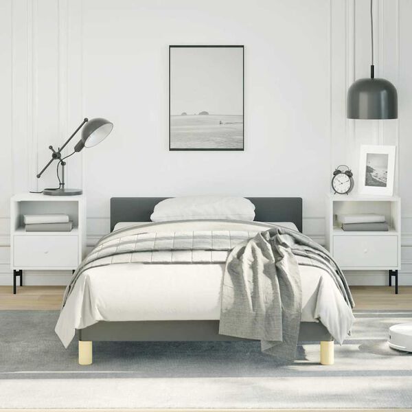 vidaXL Cadre de lit sans matelas gris foncé double tissu