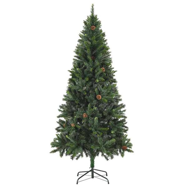 vidaXL Arbre de No&euml;l artificiel pr&eacute;-&eacute;clair&eacute;/boules pommes de pin 180cm