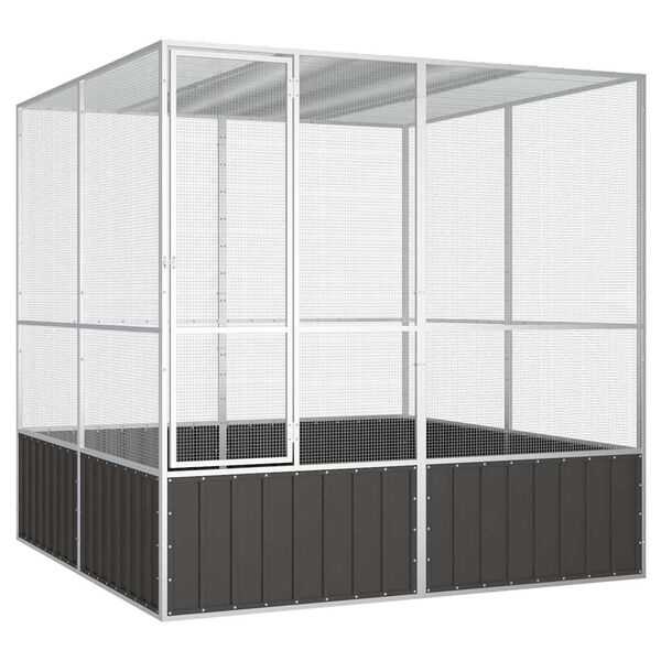vidaXL Cage &agrave; oiseaux Anthracite 213,5x217,5x211,5 cm Acier galvanis&eacute;
