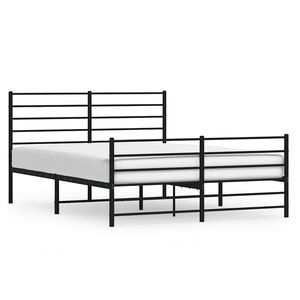 vidaXL Cadre de lit métal sans matelas avec pied de lit noir 135x190cm
