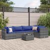 vidaXL Salon de jardin 6 pcs avec coussins Gris R&eacute;sine tress&eacute;e