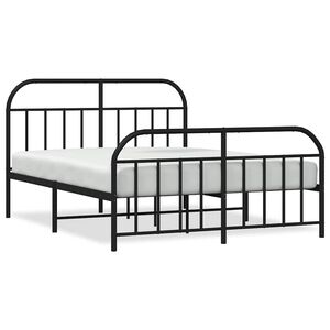 vidaXL Cadre de lit m&eacute;tal sans matelas avec pied de lit noir 183x213cm
