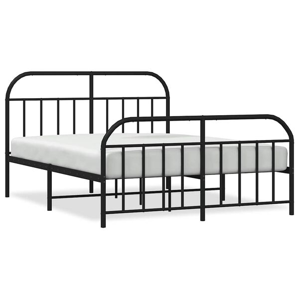 vidaXL Cadre de lit m&eacute;tal sans matelas avec pied de lit noir 183x213cm