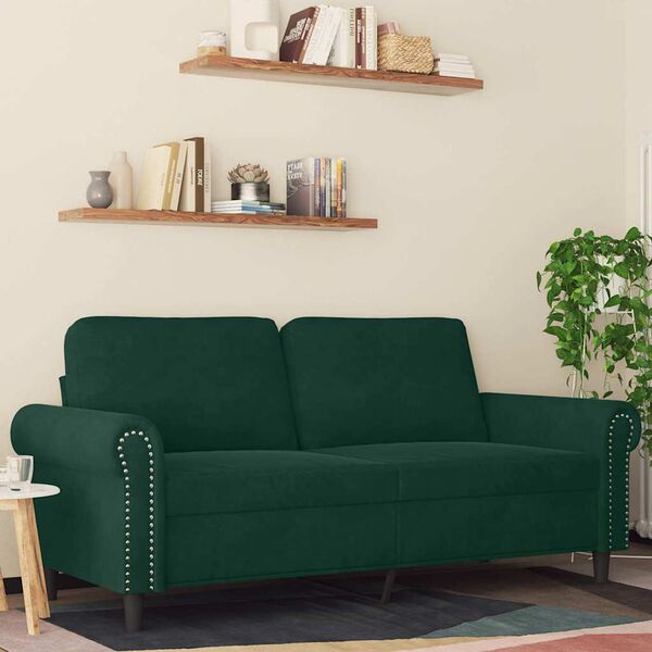 vidaXL Canap&eacute; &agrave; 2 places Vert fonc&eacute; 140 cm Velours