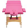 vidaXL Table de massage pliable 3 zones Bois Rose