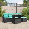 vidaXL Ensemble de canap&eacute; de jardin 6 pcs Noir polyrotin