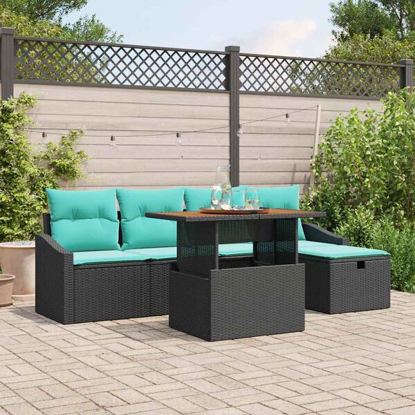 vidaXL Ensemble de canap&eacute; de jardin 6 pcs Noir polyrotin