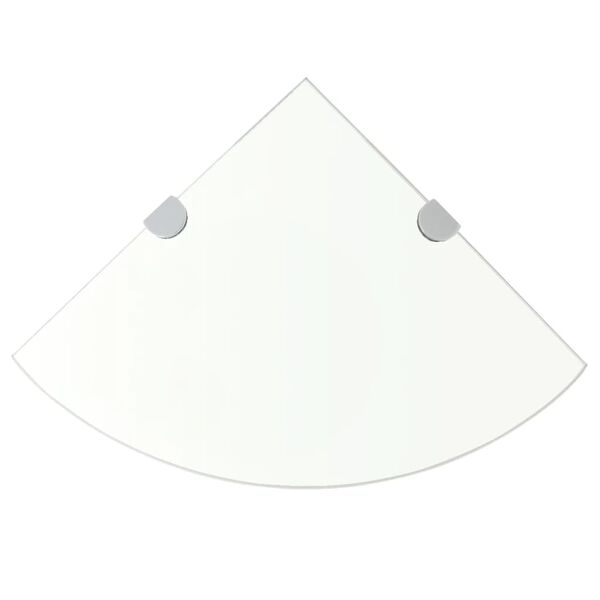 vidaXL &Eacute;tag&egrave;re de coin + supports chrom&eacute;s Verre Transparent 25 x 25 cm
