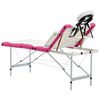 vidaXL Table de massage pliable 4 zones Aluminium Blanc et rose