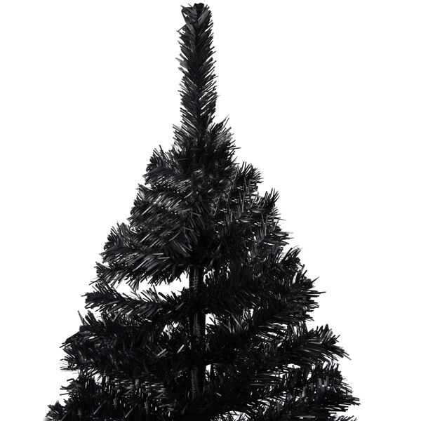 vidaXL Sapin de No&euml;l artificiel pr&eacute;-&eacute;clair&eacute; et support noir 180 cm PVC