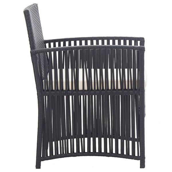 vidaXL Fauteuils de jardin avec coussins lot de 2 Noir Résine tressée