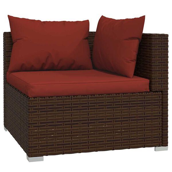 vidaXL Salon de jardin 5 pcs avec coussins r&eacute;sine tress&eacute;e marron