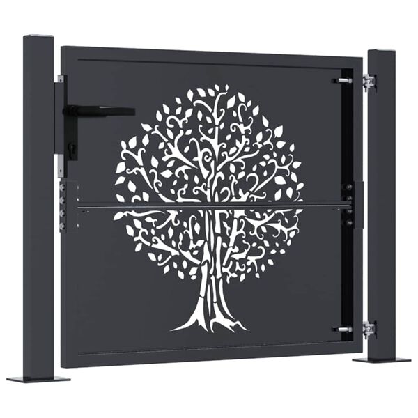 vidaXL Portail de jardin Anthracite 100x100 cm Acier Design Arbre