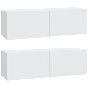 vidaXL Meubles TV muraux 2 pcs blanc 100x30x30 cm bois d'ingénierie
