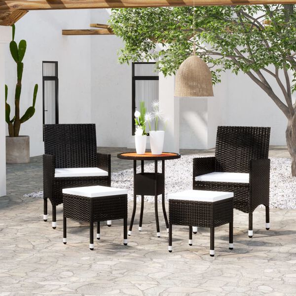 vidaXL Salon de jardin 5 pcs R&eacute;sine tress&eacute;e Noir