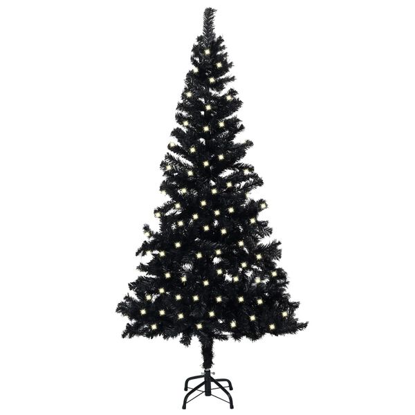 vidaXL Sapin de No&euml;l artificiel pr&eacute;-&eacute;clair&eacute; et support noir 240 cm PVC