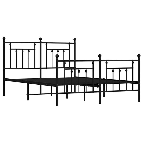 vidaXL Cadre de lit m&eacute;tal sans matelas avec pied de lit noir 150x200cm