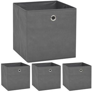 vidaXL Boîte de rangement 4 pcs Tissu non-tissé 32x32x32 cm Gris