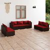 vidaXL Salon de jardin 7 pcs avec coussins R&eacute;sine tress&eacute;e Marron