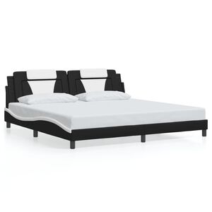 vidaXL Cadre de lit Viana sans matelas noir et blanc 193x203 cm similicuir
