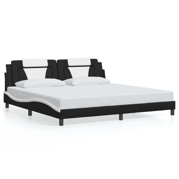 vidaXL Cadre de lit Viana sans matelas noir et blanc 193x203 cm similicuir