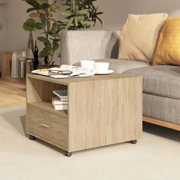vidaXL Table basse ch&ecirc;ne sonoma 55x55x40 cm bois d'ing&eacute;nierie